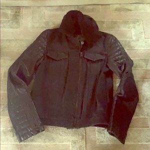 AllSaints Black Denim-leather Jacket